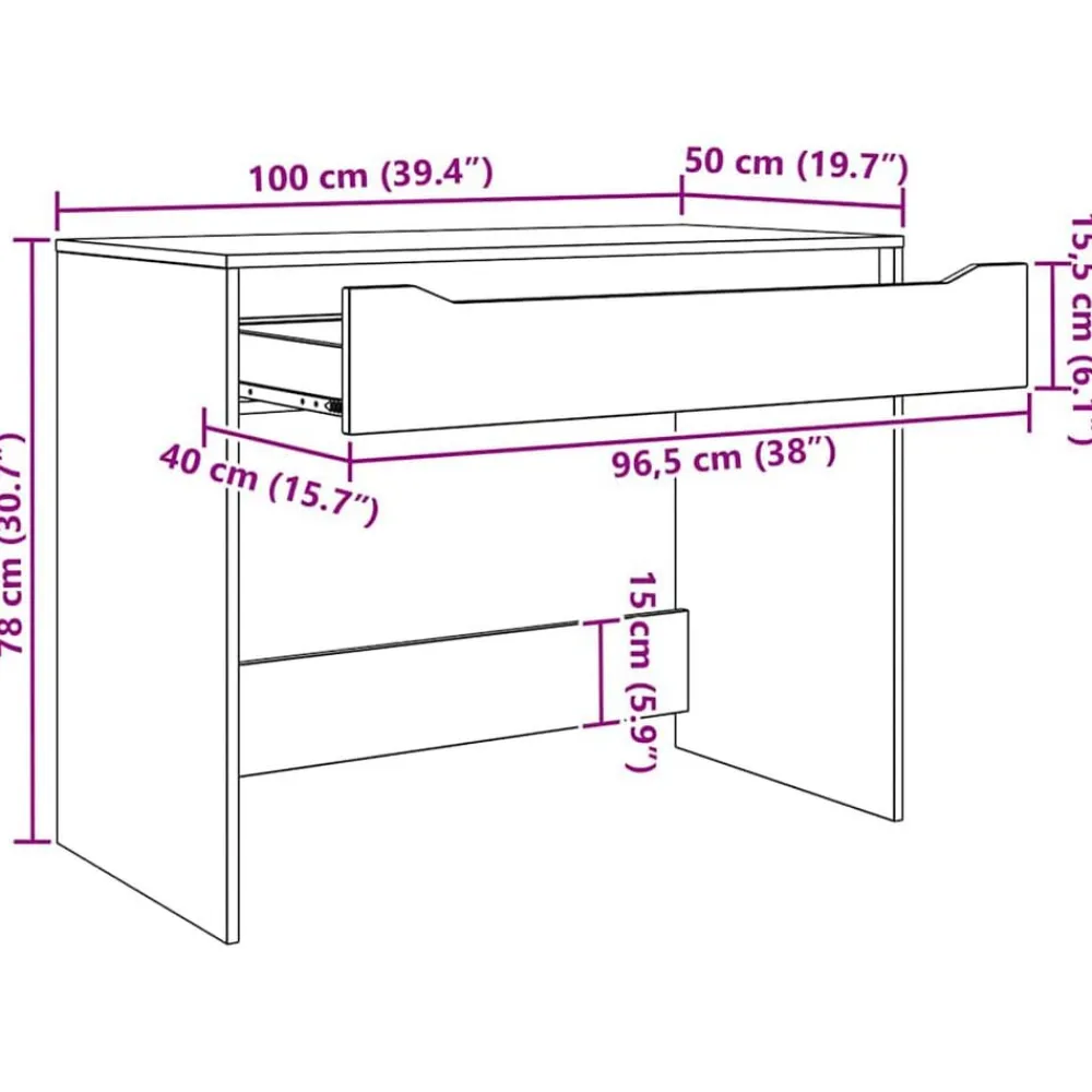 vidaXL Escritorio 100 x 50 x 78 cm Madera de ingeniería Gris Sonoma Hot