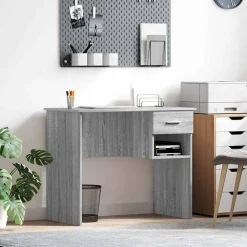 vidaXL Escritorio 90 x 49 x 75 cm Madera de ingeniería Gris sonoma Discount