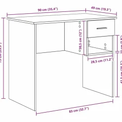 vidaXL Escritorio 90 x 49 x 75 cm Madera de ingeniería Gris sonoma Discount