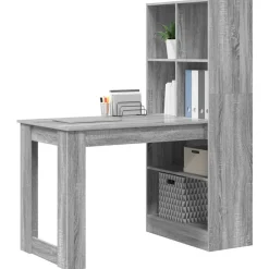 vidaXL Escritorio 122 x 67 x 145 cm Madera de ingeniería Gris sonoma Outlet