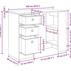 vidaXL Escritorio 100 x 40 x 75 cm Madera de ingeniería Gris sonoma Best