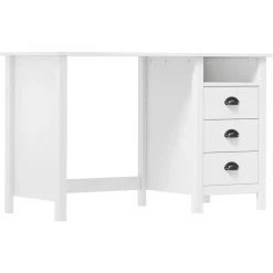 vidaXL Escritorio Hill con 3 cajones madera de pino 120x50x74 cm Blanco Best