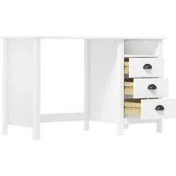vidaXL Escritorio Hill con 3 cajones madera de pino 120x50x74 cm Blanco Best