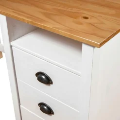 vidaXL Escritorio Hill con 3 cajones madera de pino 120x50x74 cm Blanco y marr&oacute;n Discount