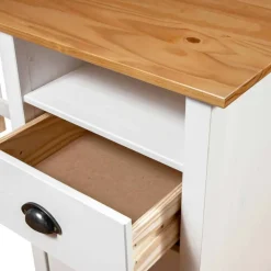 vidaXL Escritorio Hill con 3 cajones madera de pino 120x50x74 cm Blanco y marr&oacute;n Discount