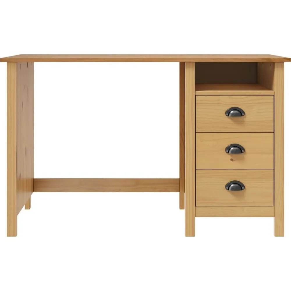 vidaXL Escritorio Hill con 3 cajones madera de pino 120x50x74 cm Marrón New