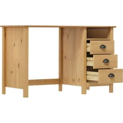 vidaXL Escritorio Hill con 3 cajones madera de pino 120x50x74 cm Marrón New
