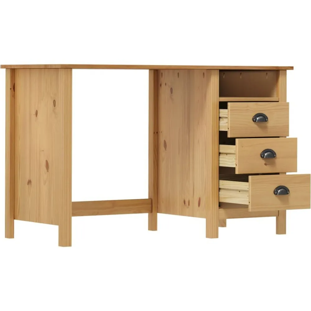 vidaXL Escritorio Hill con 3 cajones madera de pino 120x50x74 cm Marrón New