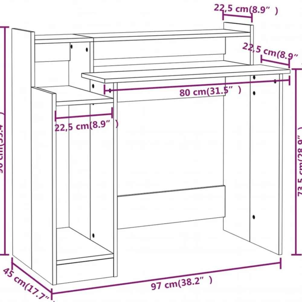 vidaXL Escritorio LED madera contrachapada blanco brillo 97x45x90 cm Blanco brillante Discount