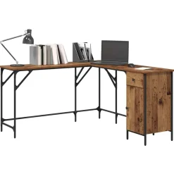 vidaXL Escritorio 141 x 141 x 75 cm Madera contrachapada Madera vieja Hot