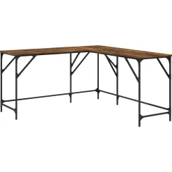 vidaXL Mobiliario De Oficina-Escritorio madera de ingeniería roble ahumado 149x149x75 cm