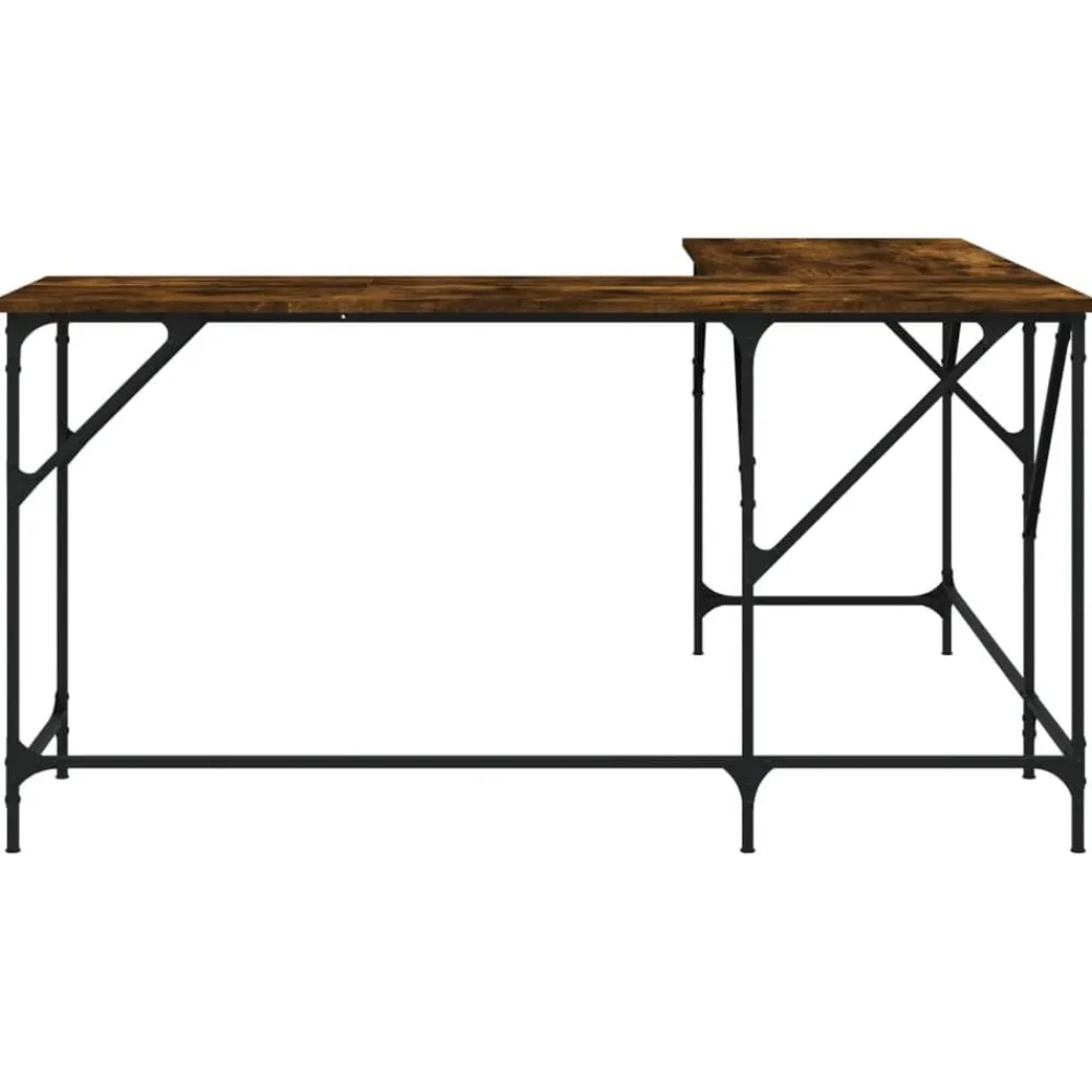 vidaXL Mobiliario De Oficina-Escritorio madera de ingeniería roble ahumado 149x149x75 cm