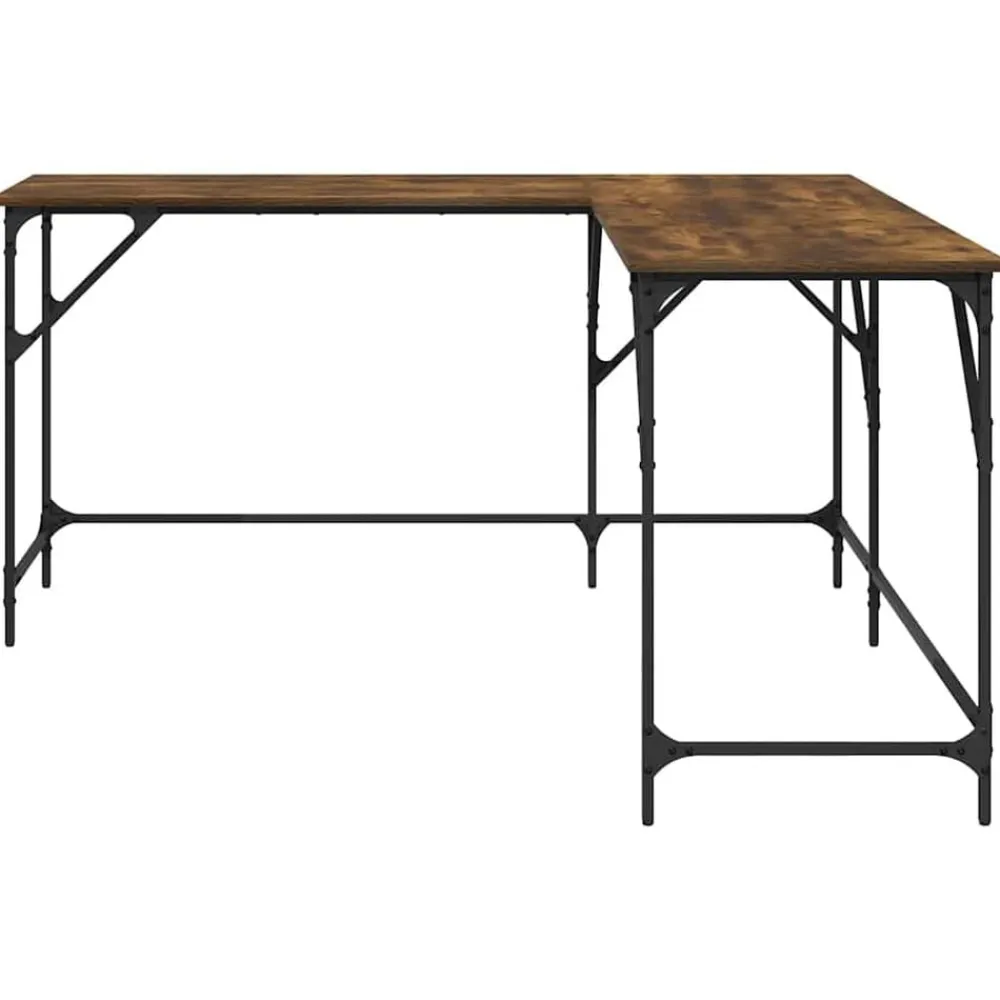 vidaXL Mobiliario De Oficina-Escritorio madera de ingeniería roble ahumado 149x149x75 cm