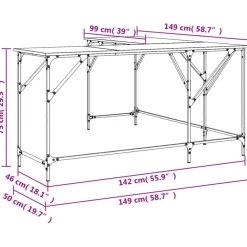 vidaXL Mobiliario De Oficina-Escritorio madera de ingeniería roble ahumado 149x149x75 cm