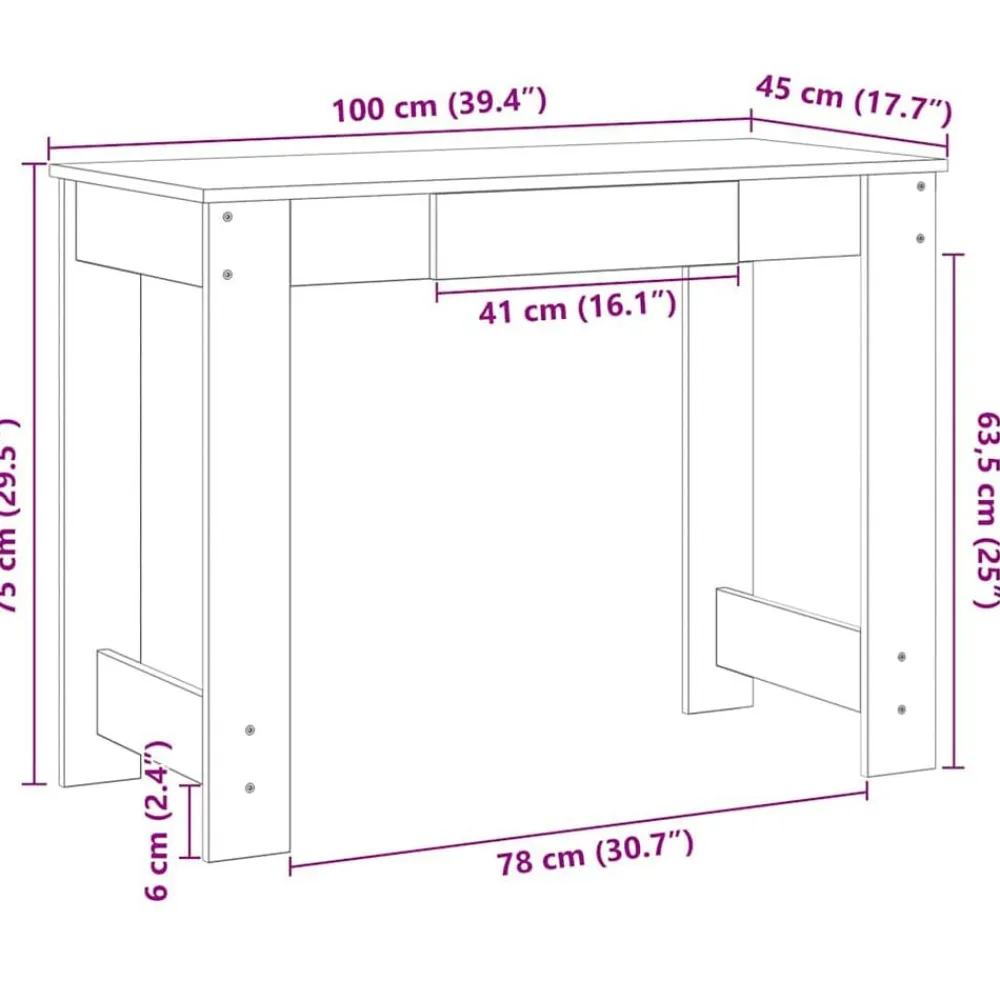 vidaXL Mobiliario De Oficina-Escritorio madera contrachapada color 100x45x75 cm