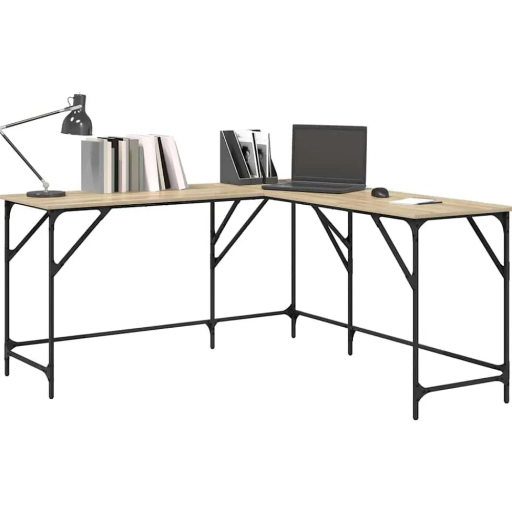 vidaXL Escritorio madera de ingeniería 149x149x75 cm Roble Sonoma New
