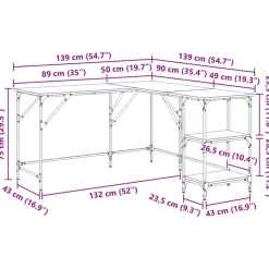 vidaXL Escritorio madera de ingeniería roble marrón 139x139x75 cm Marr&oacute;n roble Clearance