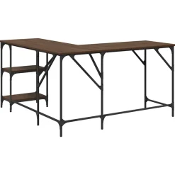 vidaXL Escritorio madera de ingeniería roble marrón 139x139x75 cm Marr&oacute;n roble Clearance