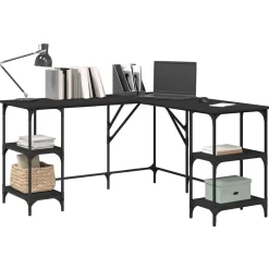 vidaXL Escritorio madera de ingeniería 139x139x75 cm Negro Outlet