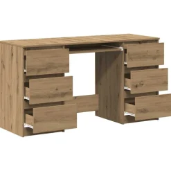 vidaXL Escritorio madera de ingeniería 140x50x77 cm Roble artisan Discount