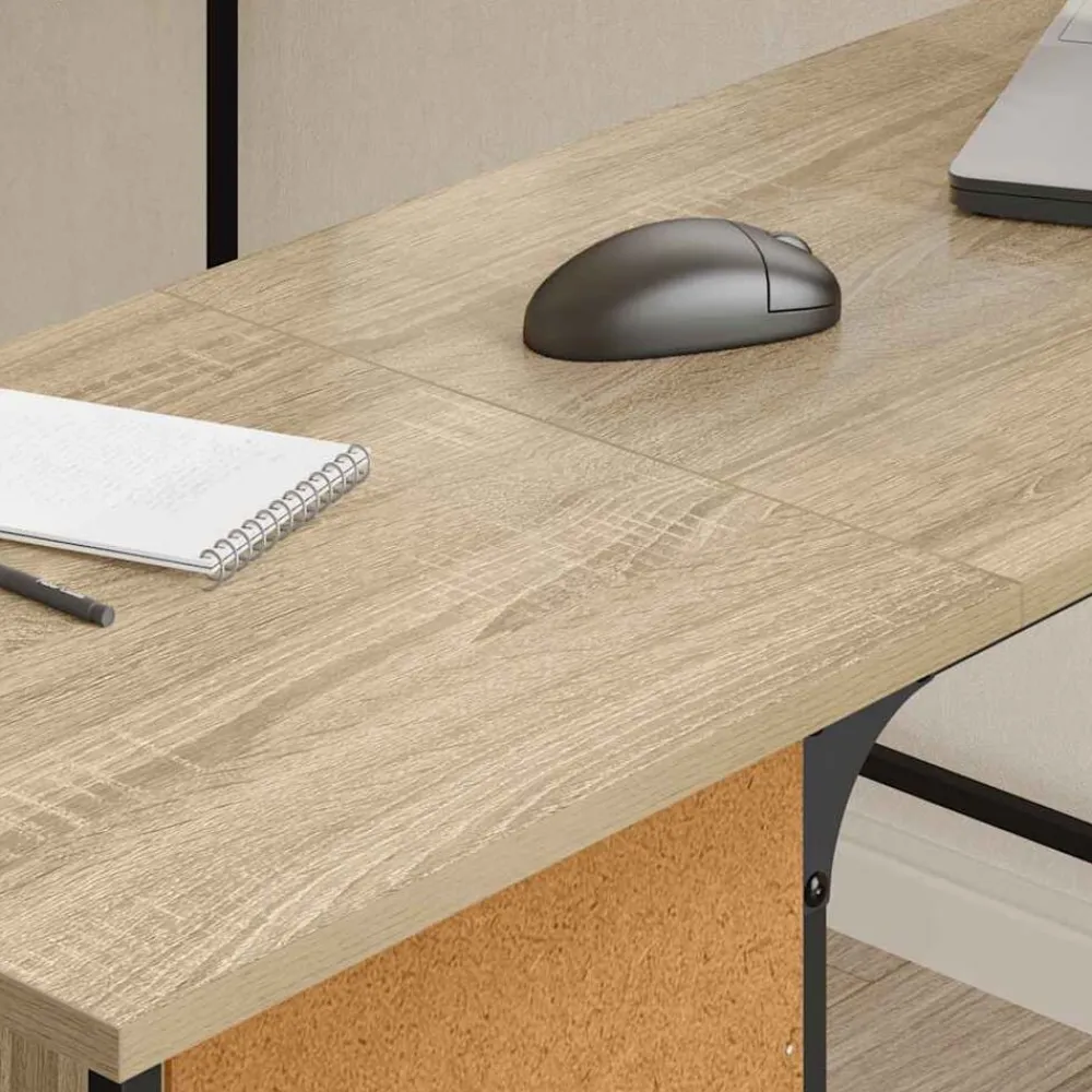 vidaXL Escritorio madera de ingeniería 141x141x75 cm Roble Sonoma New