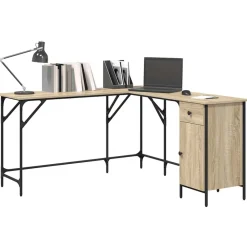 vidaXL Escritorio madera de ingeniería 141x141x75 cm Roble Sonoma New