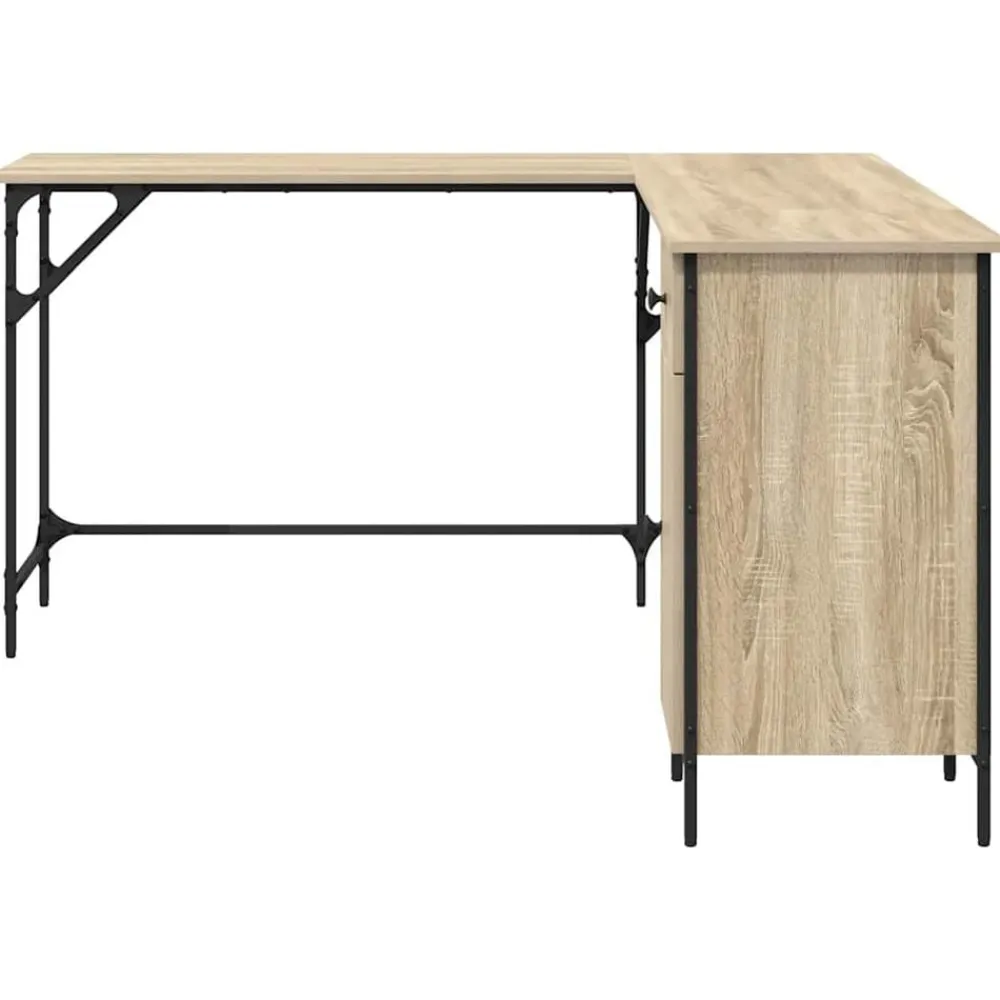vidaXL Escritorio madera de ingeniería 141x141x75 cm Roble Sonoma New