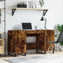 vidaXL Escritorio madera de ingeniería 140x50x75 cm Roble ahumado Clearance