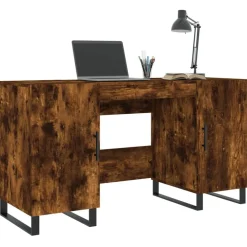 vidaXL Escritorio madera de ingeniería 140x50x75 cm Roble ahumado Clearance
