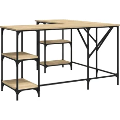 vidaXL Escritorio madera de ingeniería 139x139x75 cm Roble Sonoma Discount