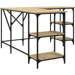 vidaXL Escritorio madera de ingeniería 139x139x75 cm Roble Sonoma Discount