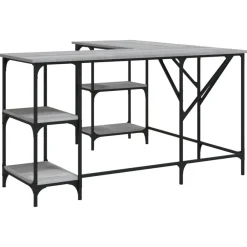 vidaXL Escritorio madera de ingeniería 139x139x75 cm Gris sonoma