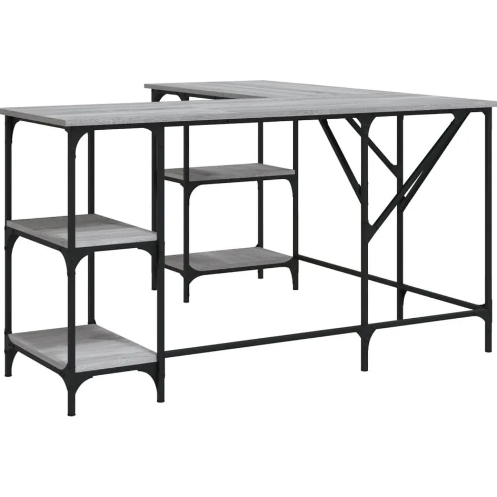 vidaXL Escritorio madera de ingeniería 139x139x75 cm Gris sonoma
