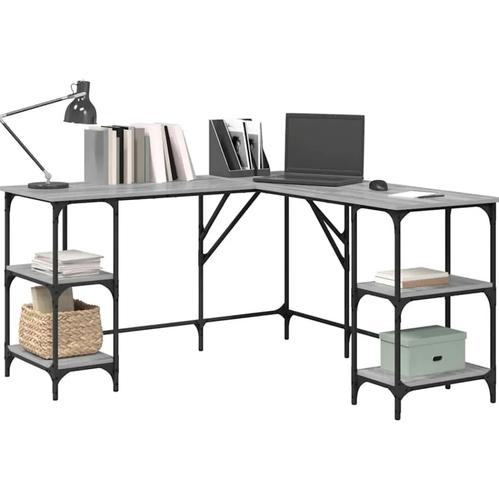 vidaXL Escritorio madera de ingeniería 139x139x75 cm Gris sonoma