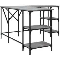 vidaXL Escritorio madera de ingeniería 139x139x75 cm Gris sonoma