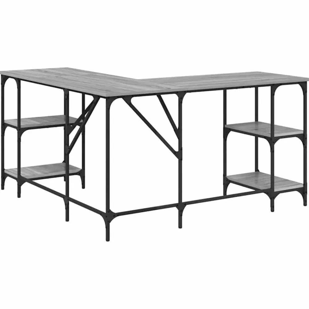 vidaXL Escritorio madera de ingeniería 139x139x75 cm Gris sonoma