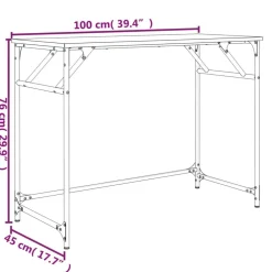 vidaXL Escritorio madera ingeniería y acero Sonoma gris 100x45x76 cm Gris sonoma Clearance