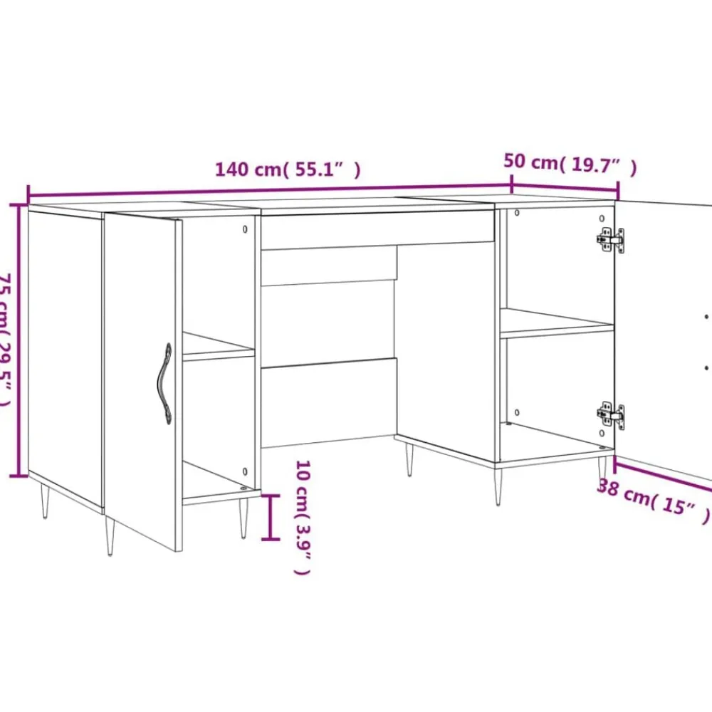 vidaXL Escritorio madera de ingeniería 140x50x75 cm Roble ahumado Sale