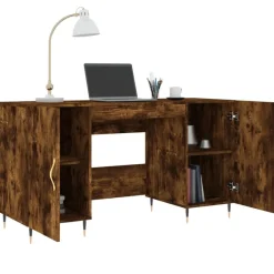 vidaXL Escritorio madera de ingeniería 140x50x75 cm Roble ahumado Sale