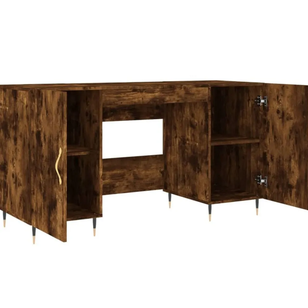 vidaXL Escritorio madera de ingeniería 140x50x75 cm Roble ahumado Sale