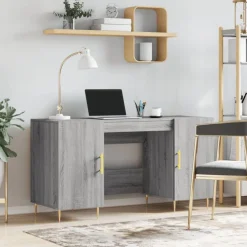 vidaXL Escritorio madera de ingeniería 140x50x75 cm Gris sonoma Online