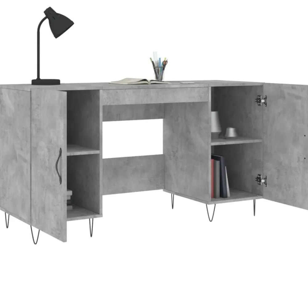 vidaXL Mobiliario De Oficina-Escritorio madera de ingeniería gris hormigón 140x50x75 cm