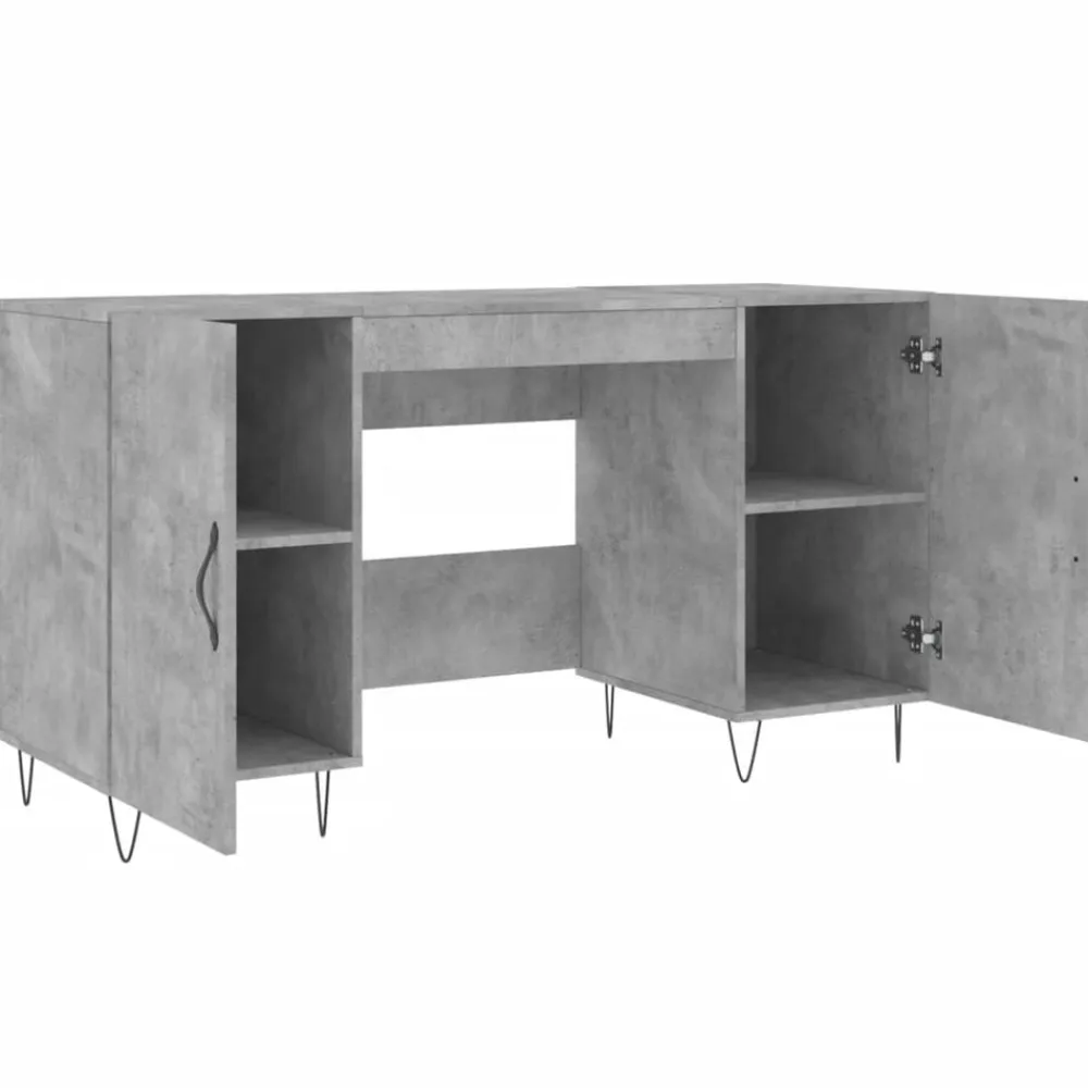 vidaXL Mobiliario De Oficina-Escritorio madera de ingeniería gris hormigón 140x50x75 cm
