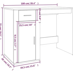 vidaXL Escritorio madera contrachapada color 100x49x75 cm Roble Sonoma Sale