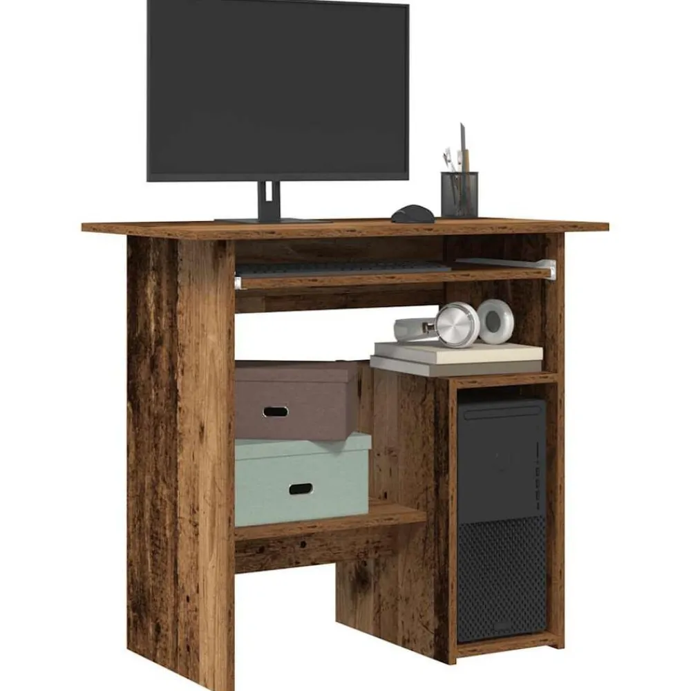 vidaXL Escritorio madera de ingeniería madera envejecida 80x45x74 cm Madera antigua Sale