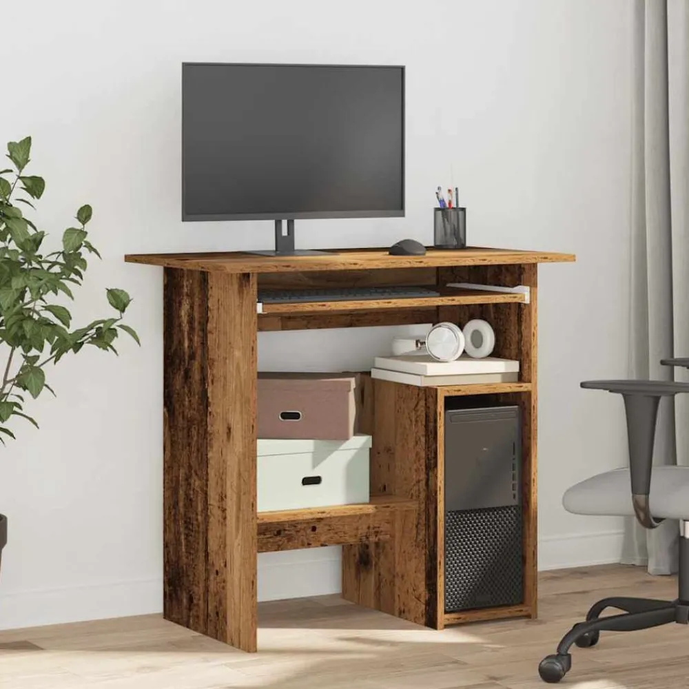 vidaXL Escritorio madera de ingeniería madera envejecida 80x45x74 cm Madera antigua Sale