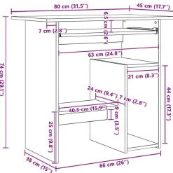 vidaXL Escritorio madera de ingeniería madera envejecida 80x45x74 cm Madera antigua Sale