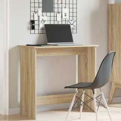 vidaXL Escritorio madera contrachapada color 80x40x75 cm Roble Sonoma Discount