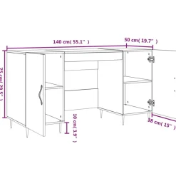 vidaXL Escritorio madera de ingeniería 140x50x75 cm Blanco Best