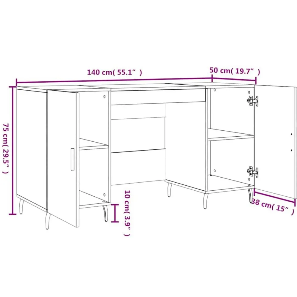 vidaXL Mobiliario De Oficina-Escritorio madera de ingeniería 140x50x75 cm
